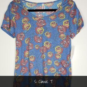 LuLaRoe Classic Tee Small Blue Floral NEW
